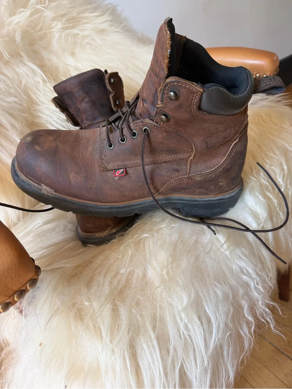 Red Wing Shoes Brown Leather Work Boots - Lace-Up Men’s Safety Boots